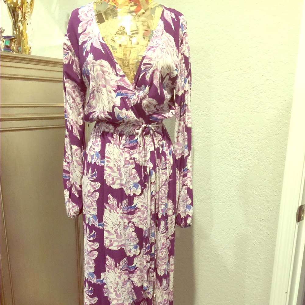 Purple floral maxi - high low